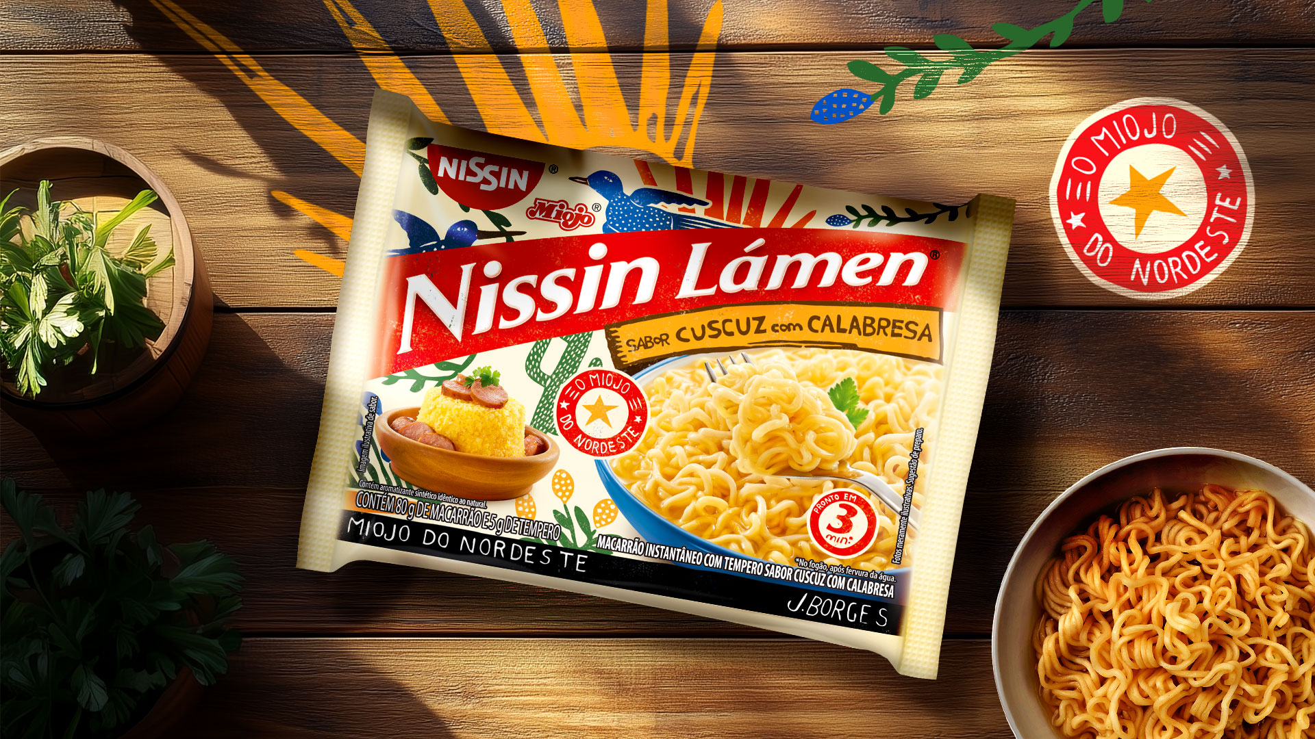 <span style = 'font-size:120%; font-weight: bold;'>Nissin Miojo do Nordeste </span><br>O projeto une inovação em sabor regional à arte brasileira. Direcionado ao público norte e nordestino, celebra a culinár...
