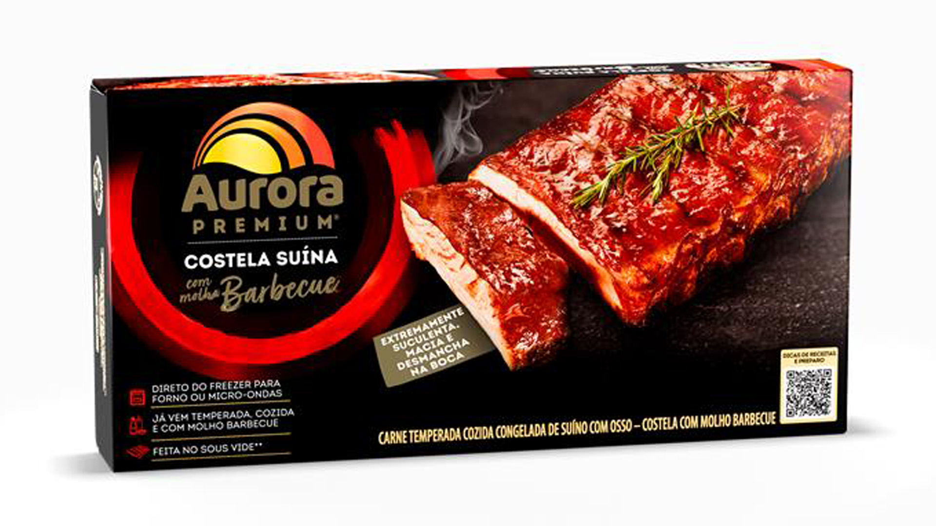 <span style = 'font-size:120%; font-weight: bold;'>Aurora Premium - Costela Suína</span><br>A embalagem inovadora da Costela Suína com Molho Barbecue Aurora Premium é feita com resinas especiais que permitem que ...