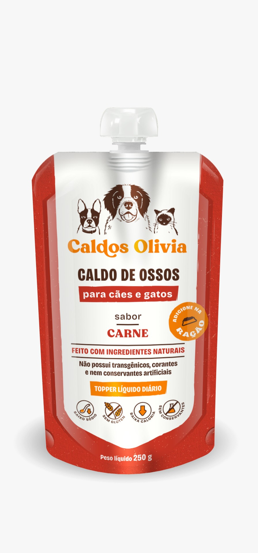 <span style = 'font-size:120%; font-weight: bold;'>Pouch Retort com Bico | Caldo de Ossos </span><br>A união entre a tecnologia de embalagens e os caldos 100% naturais resultou em uma inovação no mercado pet: o pouch reto...