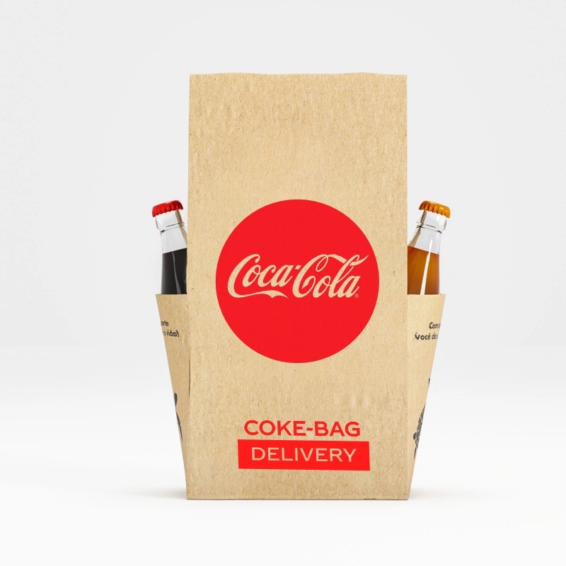 <span style = 'font-size:120%; font-weight: bold;'>Coke-bag</span><br>Desenvolvida em parceria exclusiva com a Coca-Cola, a Coke-bag Delivery é uma embalagem kraft patenteada com suportes ex...