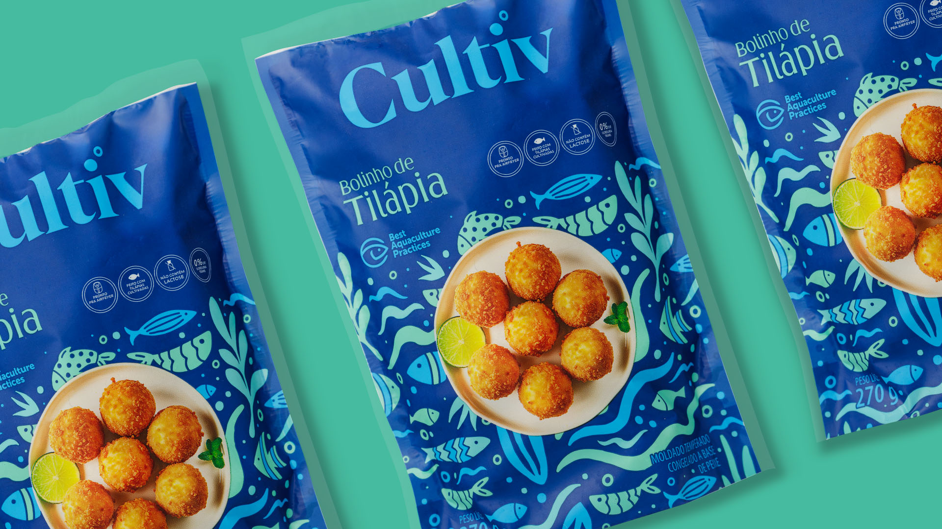 <span style = 'font-size:120%; font-weight: bold;'>Bolinha de Tilápia - Cultiv</span><br>O desafio do projeto foi reposicionar uma linha de bolinhos assados à base de peixe de verdade, destacando sua qualidade...